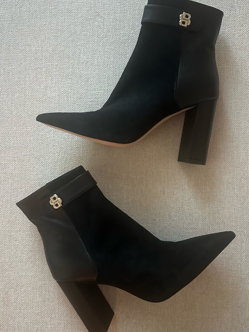 Boss Black Janet Pointed-Toe Block Heel Ankle Boots